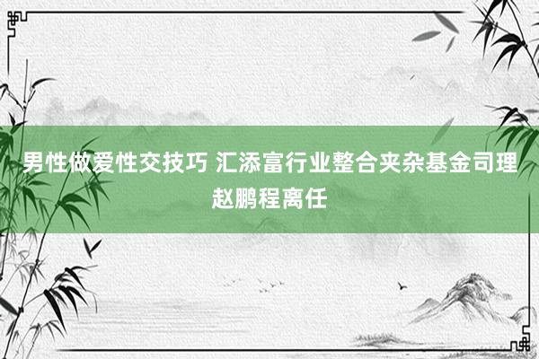 男性做爱性交技巧 汇添富行业整合夹杂基金司理赵鹏程离任
