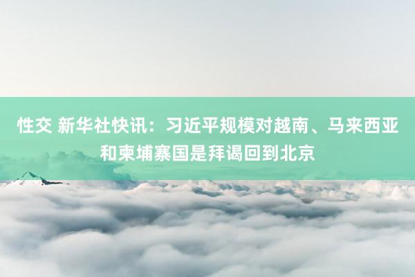 性交 新华社快讯：习近平规模对越南、马来西亚和柬埔寨国是拜谒回到北京
